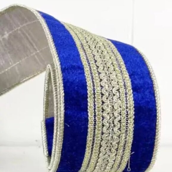 2.5” Gold Braided Tree Trim Sheldon Velvet Double Fused Wired Christmas Ribbon - Picture 6 of 6